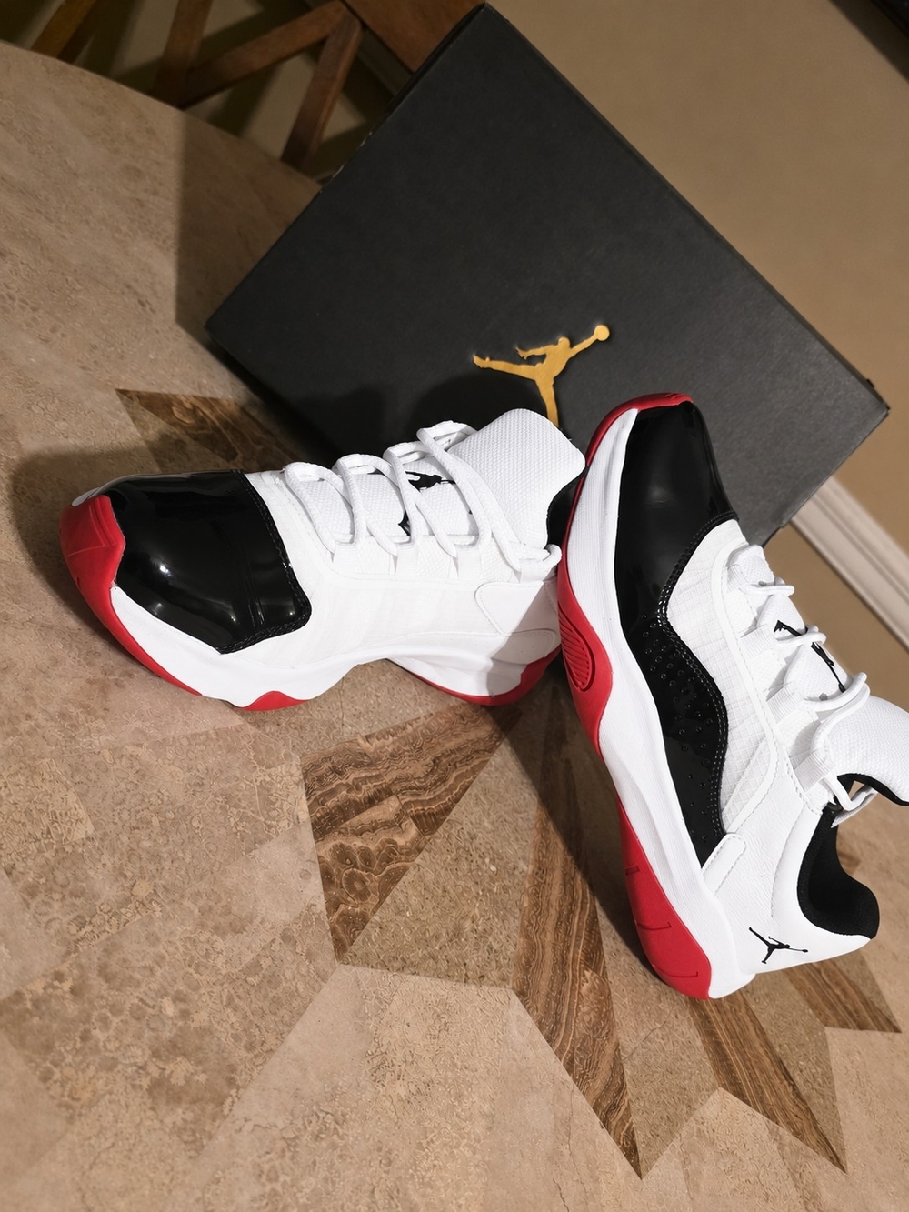 Jordan Men's White Black Red Low-Top Sneakers